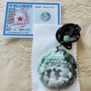 Burma Jade 3D Puti Tree Pendant Necklace with Certificate
